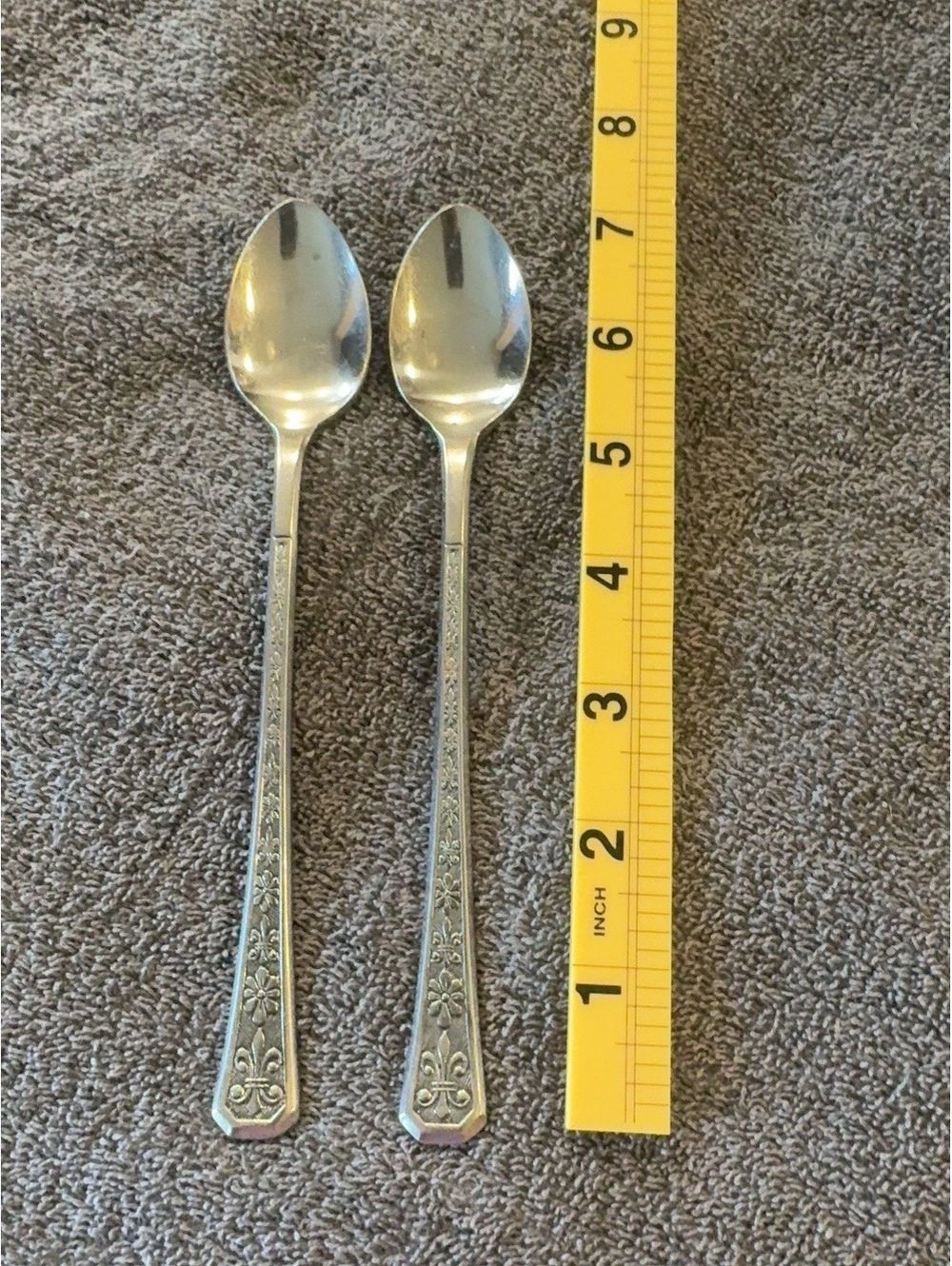 Vintage Interpur Florenz Stainless Teaspoons Set of 2 Japan Floral Fleur de Lis